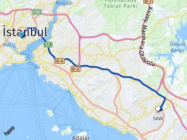 Feriköy Sabiha Gökçen Havalimanı Arası Kaç Km - Yol Tarifi