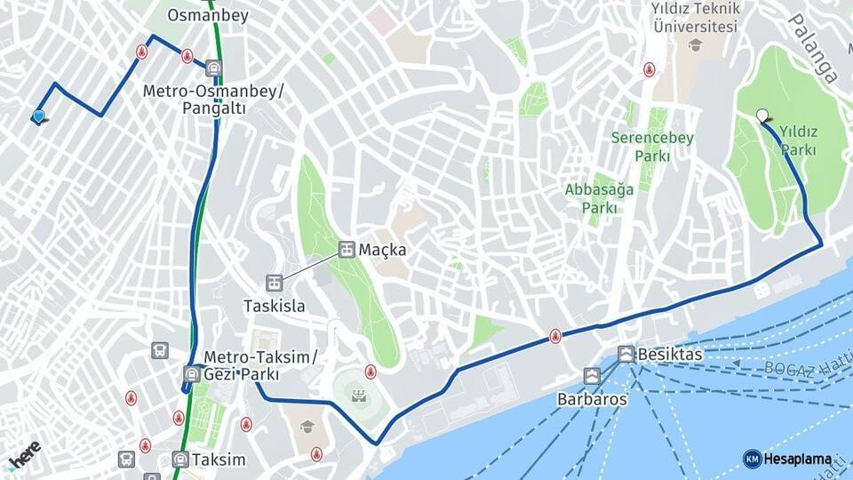 Feriköy Yıldız Arası Kaç Km - Yol Tarifi