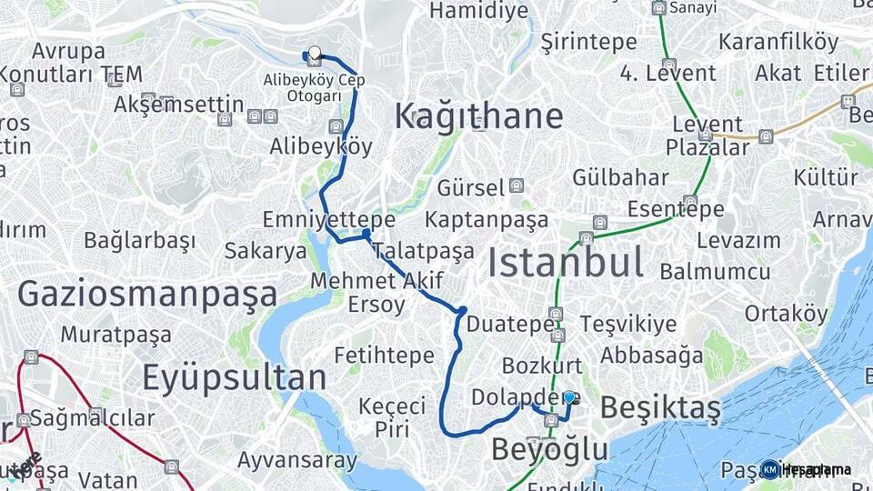 Harbiye Alibeyköy Cep Otogarı Arası Kaç Km - Yol Tarifi