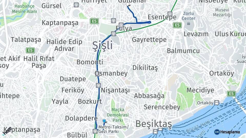 Harbiye Mecidiyeköy Arası Kaç Km - Yol Tarifi