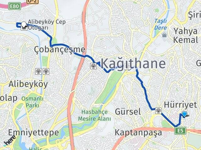 İzzet Paşa Alibeyköy Cep Otogarı Arası Kaç Km - Yol Tarifi