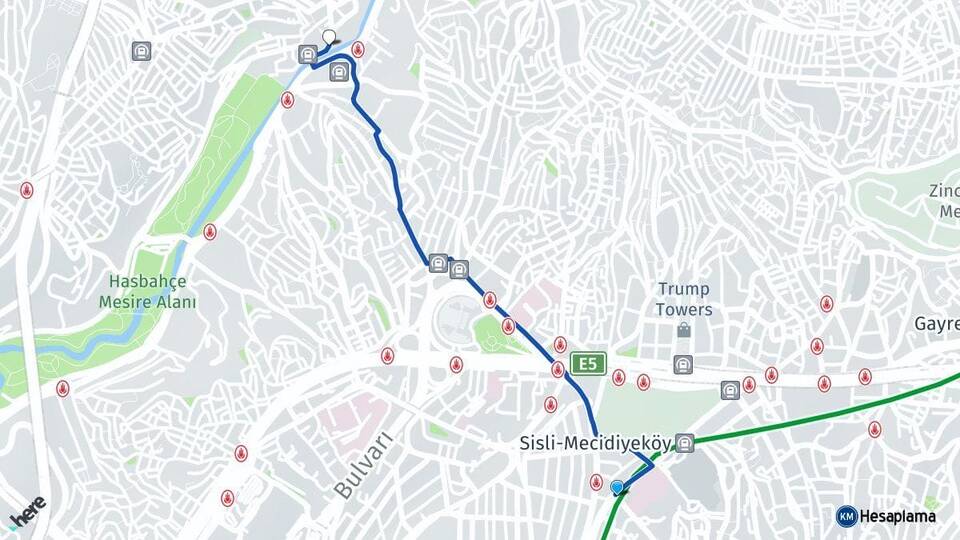 İstanbul Şişli Kağıthane Arası Kaç Km - Yol Haritası
