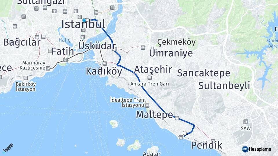 İstanbul Şişli Kartal Arası Kaç Km - Yol Haritası