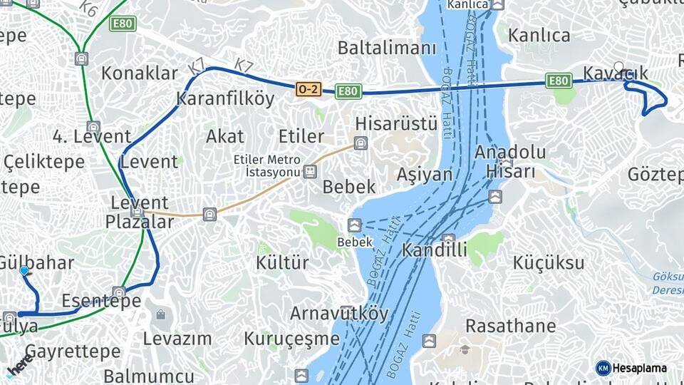 İstanbul Şişli Mecidiyeköy Kavacık Beykoz Arası Kaç Km - Yol Haritası