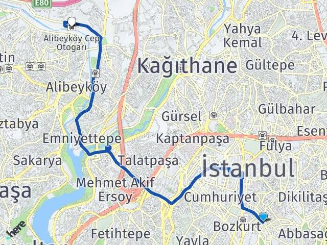Nişantaşı Alibeyköy Cep Otogarı Arası Kaç Km - Yol Tarifi