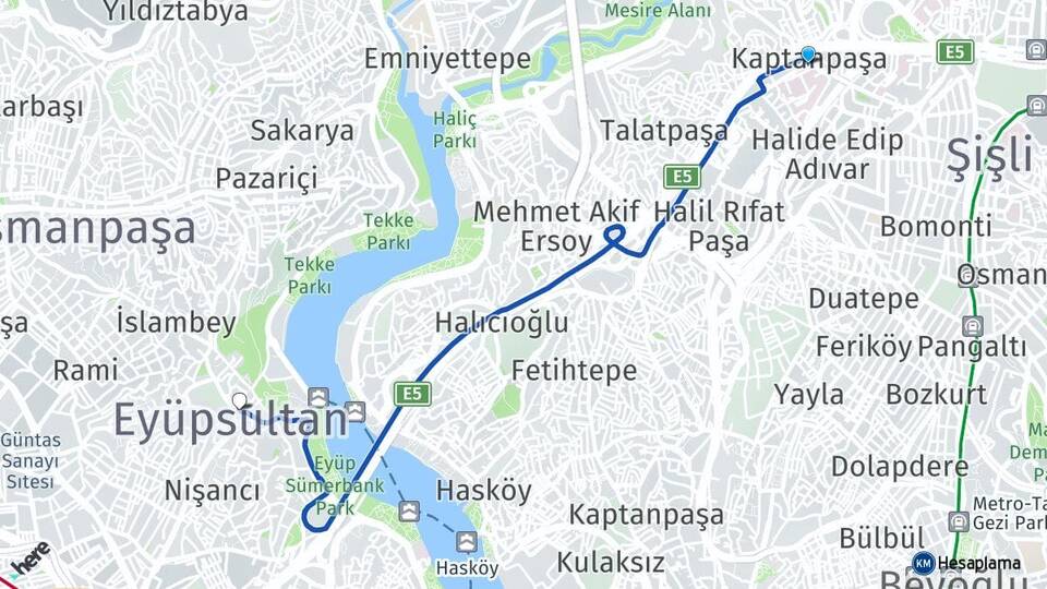 İstanbul Şişli Okmeydanı Eyüpsultan Arası Kaç Km - Yol Haritası