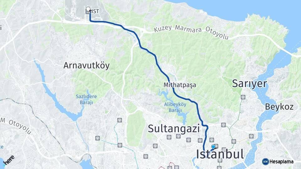 Okmeydanı İstanbul Havalimanı Arası Kaç Km - Yol Tarifi
