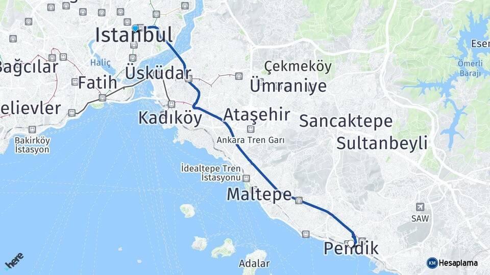 İstanbul Şişli Pendik Arası Kaç Km - Yol Haritası
