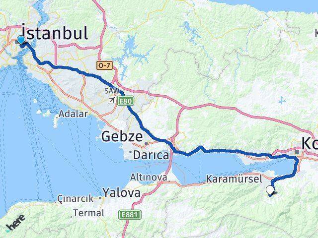 Teşvikiye Gölcük Arası Kaç Km - Yol Tarifi