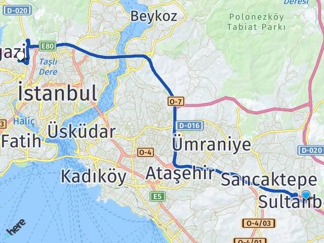 İstanbul Sultanbeyli Alibeyköy Cep Otogarı Arası Kaç Km - Yol Haritası