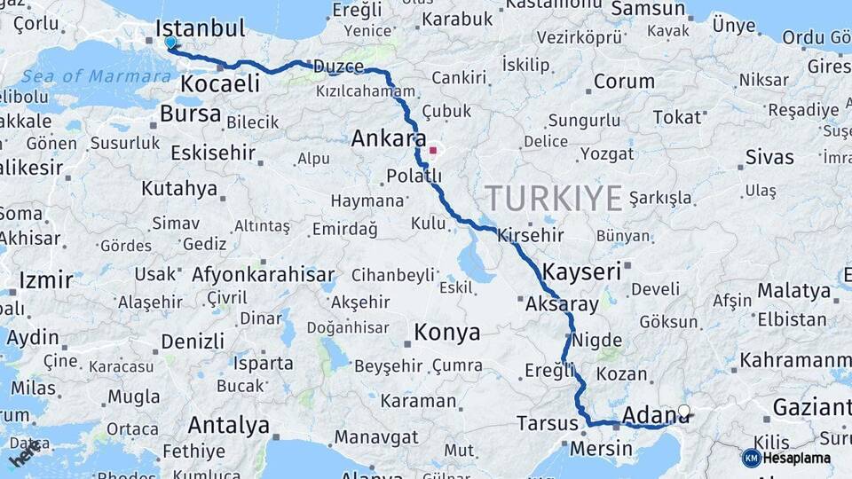 İstanbul Sultanbeyli Osmaniye Arası Kaç Km - Yol Haritası