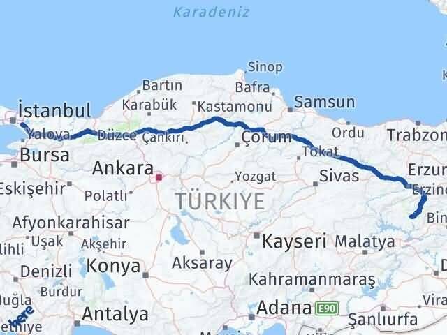 İstanbul Sultanbeyli Tunceli Arası Kaç Km - Yol Haritası