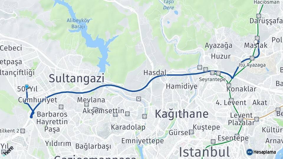 50. Yıl Maslak Arası Kaç Km - Yol Tarifi