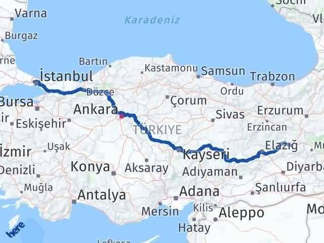 İstanbul Sultangazi Bingöl Arası Kaç Km - Yol Haritası