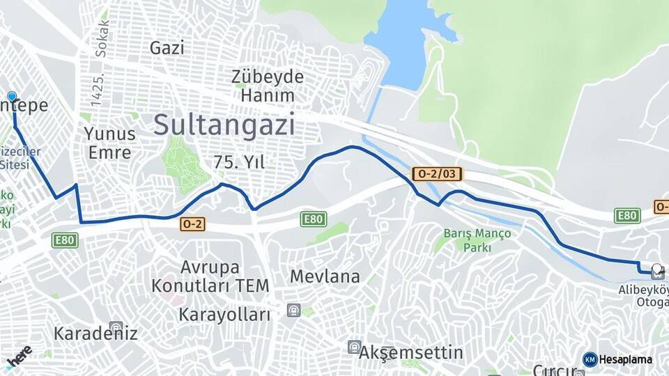 Esentepe Alibeyköy Cep Otogarı Arası Kaç Km - Yol Tarifi