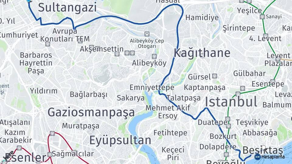 Esentepe Beşiktaş Arası Kaç Km - Yol Tarifi