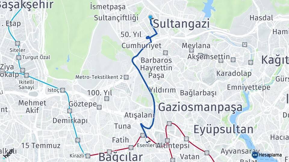 Esentepe Esenler Arası Kaç Km - Yol Tarifi