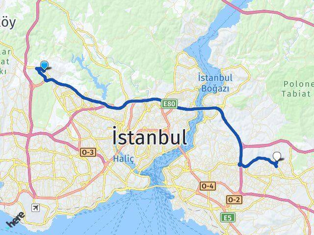 Eski Habipler Çekmeköy Arası Kaç Km - Yol Tarifi