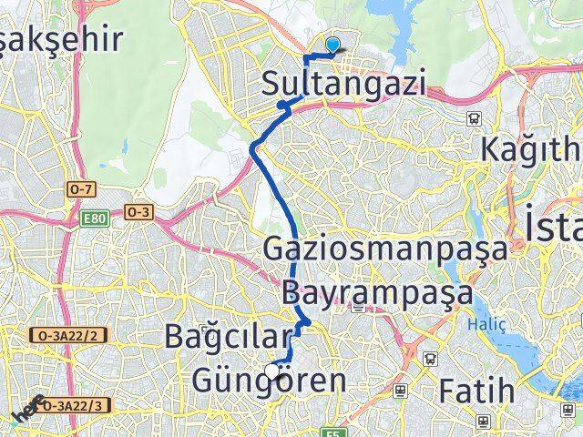 İstanbul Sultangazi Gazi Güngören Arası Kaç Km - Yol Haritası