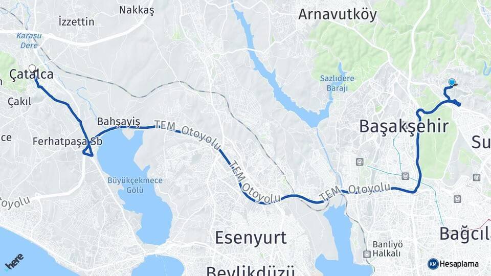 Habibler Çatalca Arası Kaç Km - Yol Tarifi
