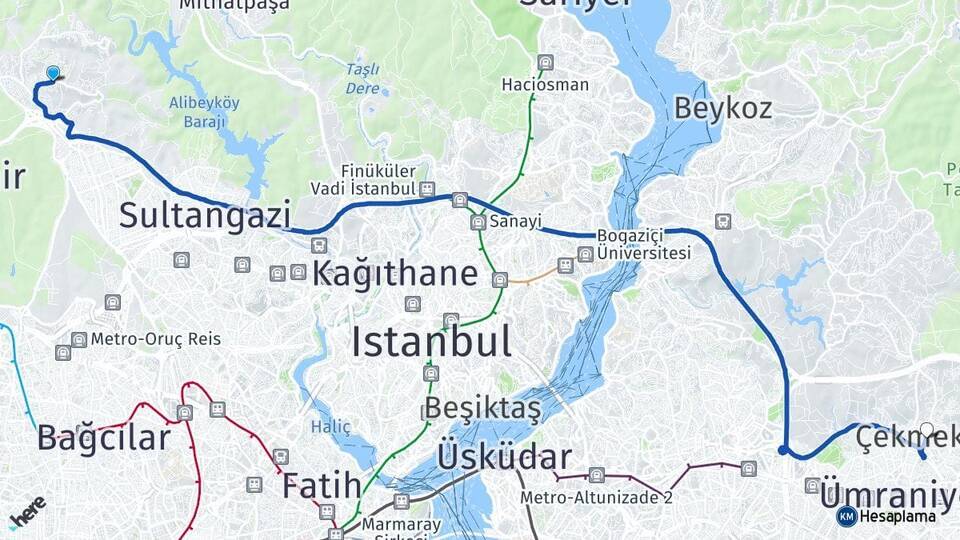 Habibler Çekmeköy Arası Kaç Km - Yol Tarifi
