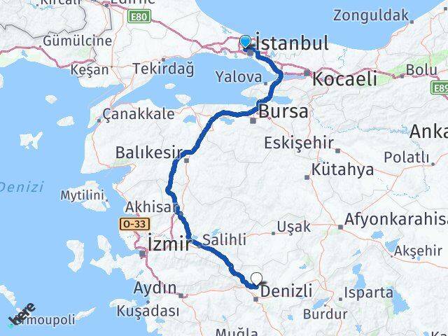 İstanbul Sultangazi Karahayıt Pamukkale Denizli Arası Kaç Km - Yol Haritası