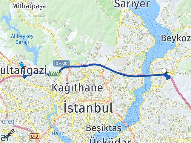 İstanbul Sultangazi Kavacık Beykoz Arası Kaç Km - Yol Haritası