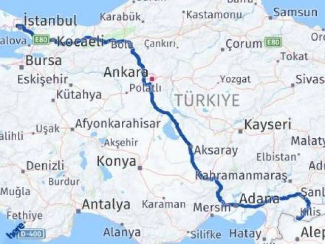 İstanbul Sultangazi Kilis Arası Kaç Km - Yol Haritası