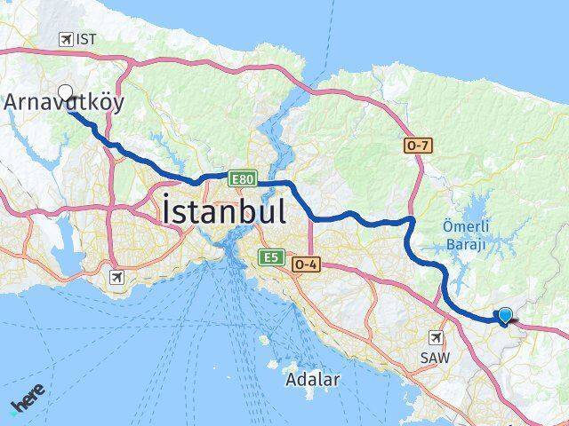 Akfırat Arnavutköy Arası Kaç Km - Yol Tarifi