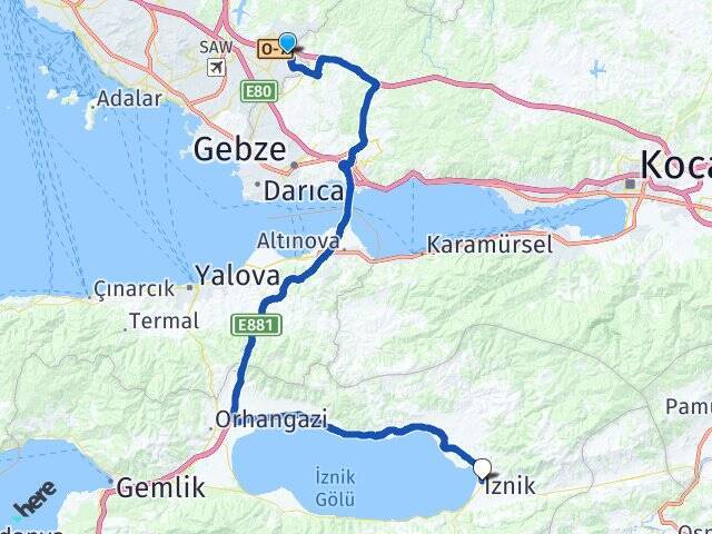 Akfırat İznik Arası Kaç Km - Yol Tarifi