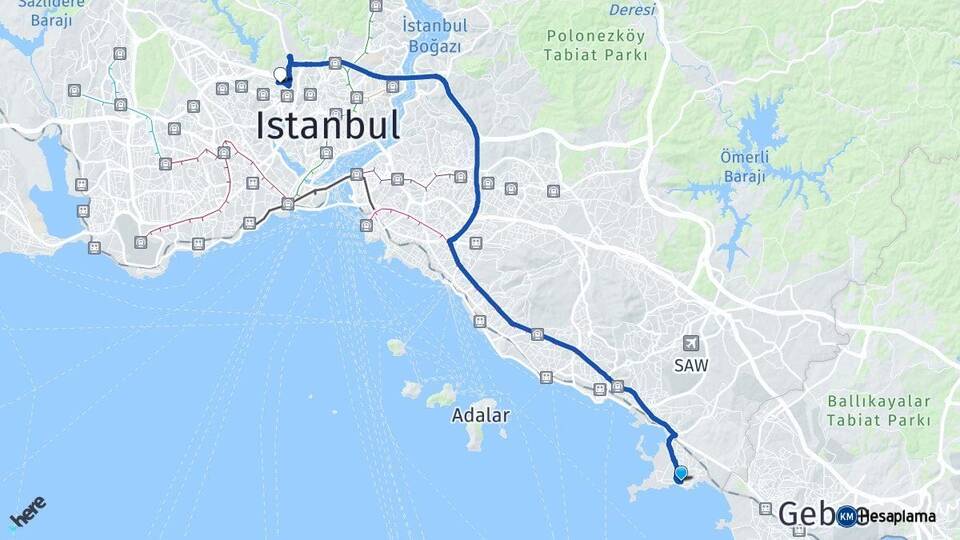 İstanbul Tuzla Alibeyköy Cep Otogarı Arası Kaç Km - Yol Haritası