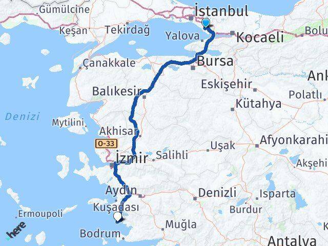İstanbul Tuzla Aydınlı Didim Aydın Arası Kaç Km - Yol Haritası