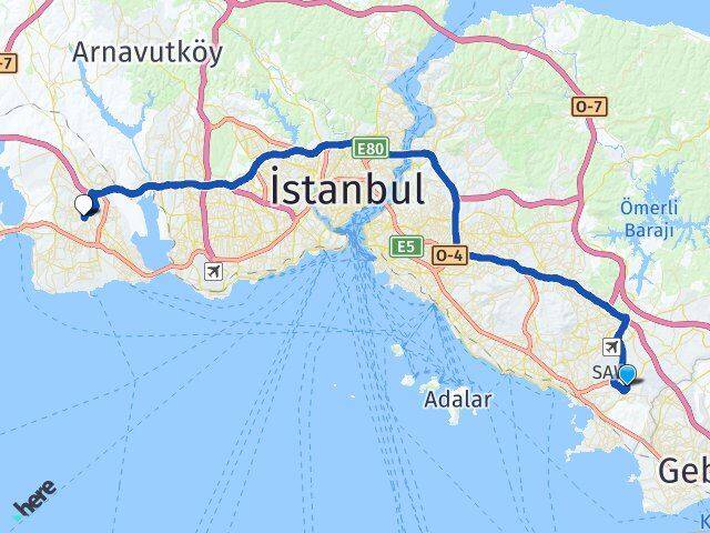İstanbul Tuzla Aydınlı Esenyurt Arası Kaç Km - Yol Haritası