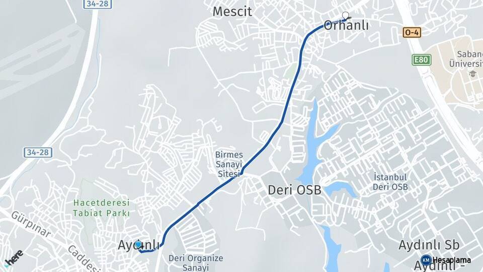 Aydınlı Orhanlı Arası Kaç Km - Yol Tarifi