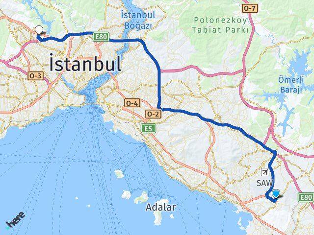 İstanbul Tuzla Aydınlı Sultangazi Arası Kaç Km - Yol Haritası