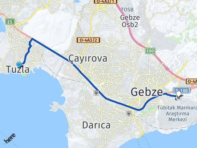 İstanbul Tuzla Gebze Otogarı Arası Kaç Km - Yol Haritası
