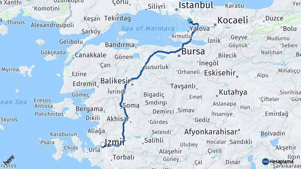 İstanbul Tuzla İzmir Arası Kaç Km - Yol Haritası