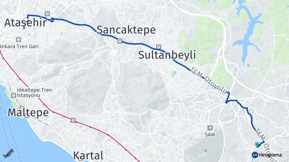 İstanbul Tuzla Orhanlı Ataşehir Arası Kaç Km - Yol Haritası