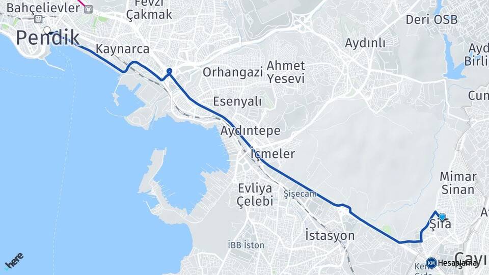 İstanbul Tuzla Şifa Pendik Arası Kaç Km - Yol Haritası