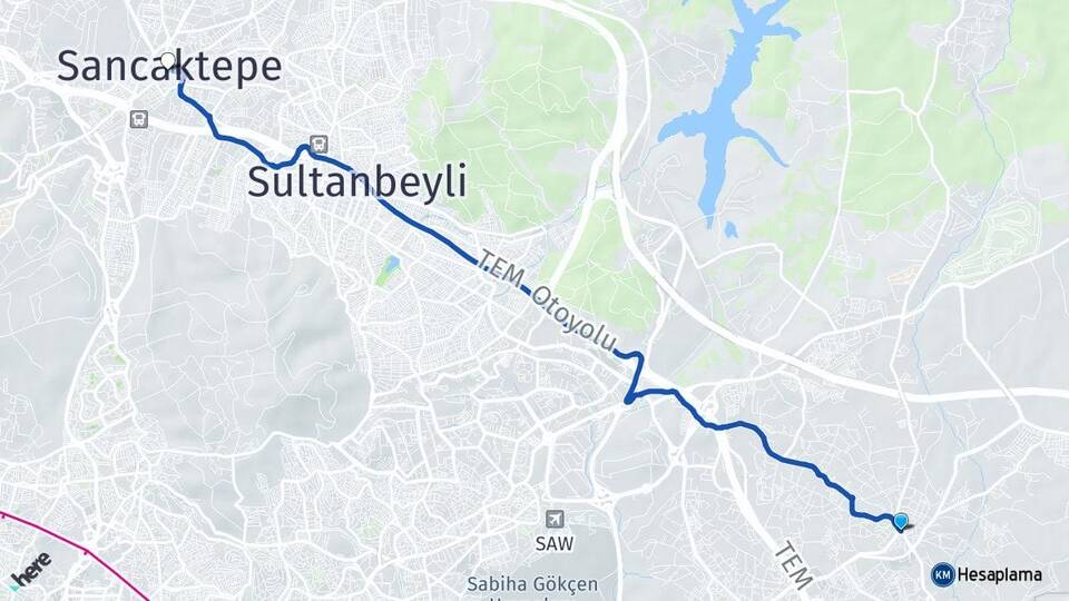 İstanbul Tuzla Tepeören Sancaktepe Arası Kaç Km - Yol Haritası