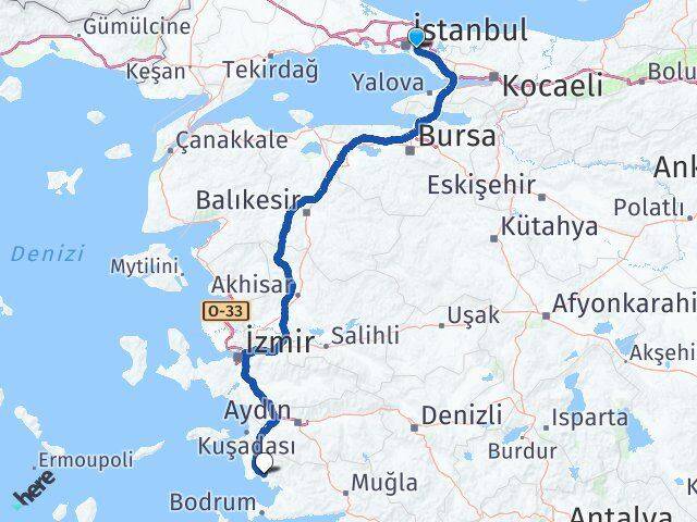 İstanbul Ümraniye Armağanevler Akbük Didim Aydın Arası Kaç Km - Yol Haritası