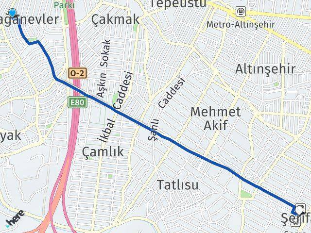 İstanbul Ümraniye Armağanevler Şerifali Ümraniye Arası Kaç Km - Yol Haritası