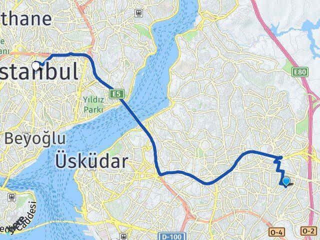 İstanbul Ümraniye Atakent Arası Kaç Km - Yol Haritası