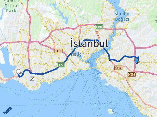 İstanbul Ümraniye Çakmak Cennet Küçükçekmece Arası Kaç Km - Yol Haritası