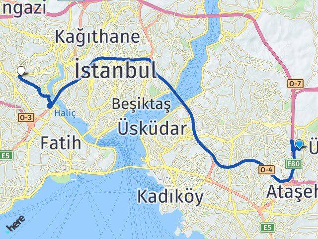 İstanbul Ümraniye Çakmak Gaziosmanpaşa Arası Kaç Km - Yol Haritası