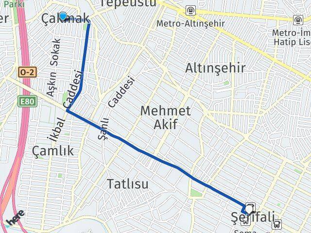 İstanbul Ümraniye Çakmak Şerifali Ümraniye Arası Kaç Km - Yol Haritası