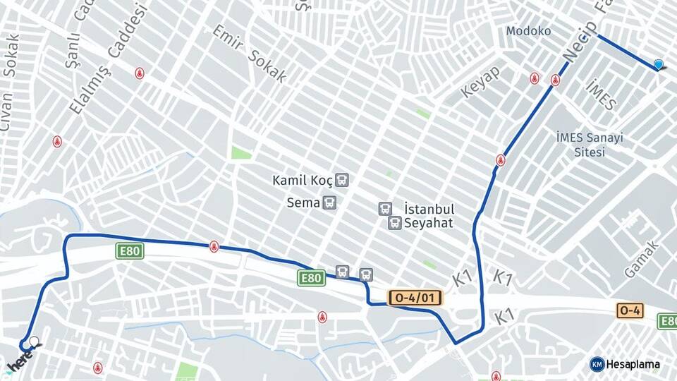 İstanbul Ümraniye Esenşehir Ataşehir Arası Kaç Km - Yol Haritası
