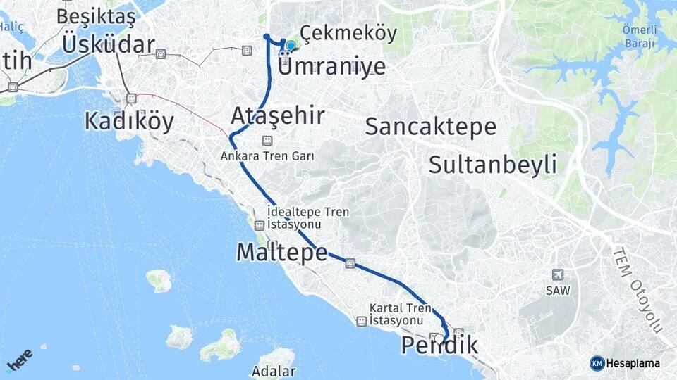 Ihlamurkuyu Pendik Arası Kaç Km - Yol Tarifi