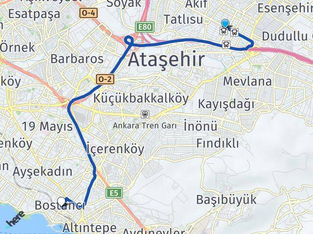 İstanbul Ümraniye Şerifali Bostancı Kadıköy Arası Kaç Km - Yol Haritası