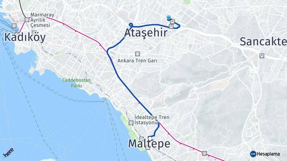 İstanbul Ümraniye Şerifali Maltepe Arası Kaç Km - Yol Haritası